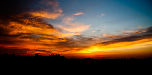 Beautiful and dramatic sunset sky