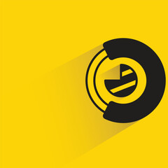 pie chart with shadow on yellow background