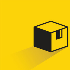 cardboard box with shadow on yellow background