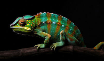 Obraz premium Vibrant World: A Kaleidoscope of Colorful Chameleons in their Natural Habitat GENERATIVE AI, AI GENERATIVA