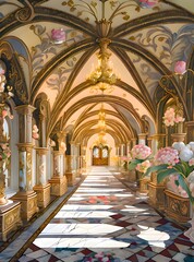 interior of the church of st nicholas, historic, baroque, indoor, ceiling, travel,, AI generated