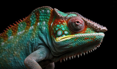 Obraz premium Vibrant World: A Kaleidoscope of Colorful Chameleons in their Natural Habitat GENERATIVE AI, AI GENERATIVA