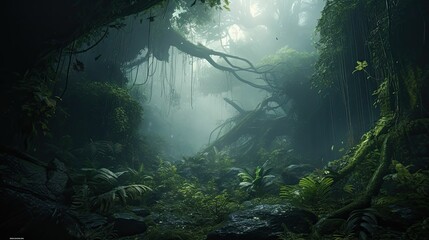 rainforest morning fog
