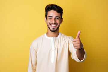 Fototapeta premium Arabic man showing thumbs up