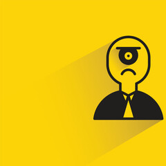 alien businessman with shadow on yellow background