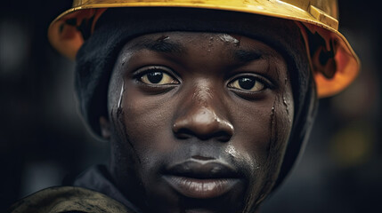 Coal miner on a black background