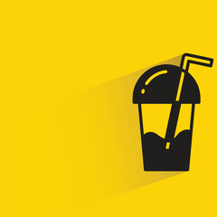 coffee cup with shadow on yellow background