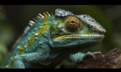 Obraz premium Vibrant World: A Kaleidoscope of Colorful Chameleons in their Natural Habitat GENERATIVE AI, AI GENERATIVA