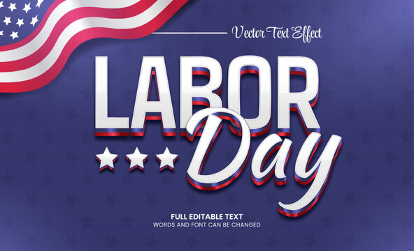 Labor day 3d text, Editable text effect