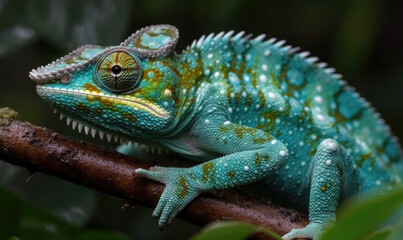 Obraz premium Vibrant World: A Kaleidoscope of Colorful Chameleons in their Natural Habitat GENERATIVE AI, AI GENERATIVA
