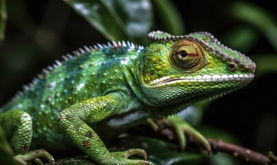 Obraz premium Vibrant World: A Kaleidoscope of Colorful Chameleons in their Natural Habitat GENERATIVE AI, AI GENERATIVA