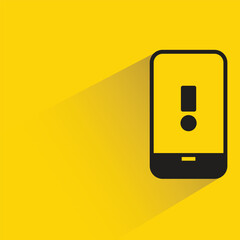 error smartphone with shadow on yellow background