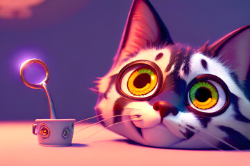 cat with a cup. Generative AI