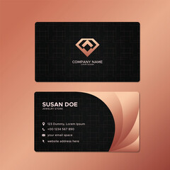 Luxury business card template with rose gold shapes