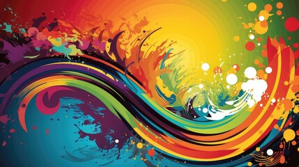 Fototapeta na wymiar Vibrant Festivity Rainbow Splash Color Abstract Background Celebration