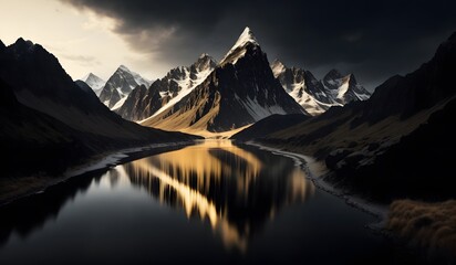 Obraz na płótnie Canvas Beautiful view of mountain and river background. Generative AI