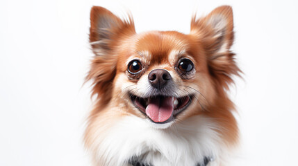 Obraz premium Portrait of a cute chihuahua on a white background. selective focus.
