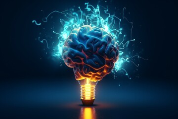Lightbulb brain sparks creative. Generate Ai