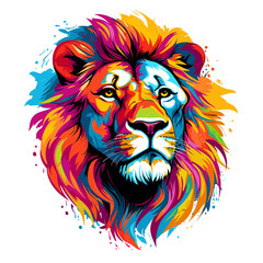 Abstract lion portrait in pop art vector style . AI generated