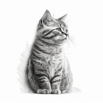 Cat sketch stock illustration white background image Ai generated art
