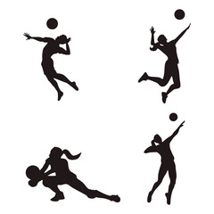Fototapeta na wymiar Volleyball Player Silhouette. For design decoration. Vector illustration