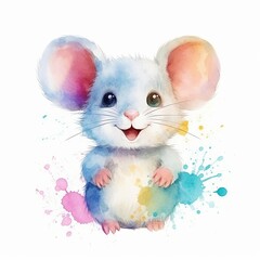 mouse laughing watercolor style Generative AI