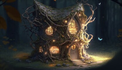 Fototapeta premium fairy tale house in realistic style Generative AI