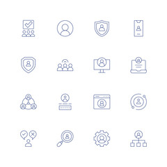 User line icon set on transparent background with editable stroke. Containing support, user, user protection.