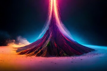 Color powder explosion in Black background. Generative AI