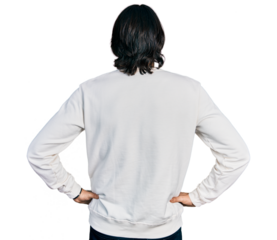 Middle age caucasian man wearing casual clothes standing backwards looking away with arms on body