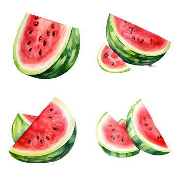 set of watermelon watercolor