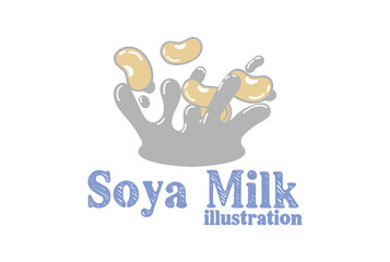 Simple Minimalist Splash Milk with Soya Bean Icon Illustration Product Design Vector