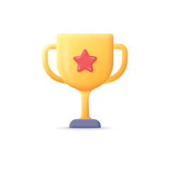 Trophy 3d concept icon full editable and vector with 3d star