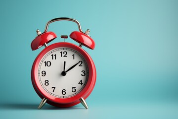 Red Vintage Alarm Clock on light Blur Background, Generative AI