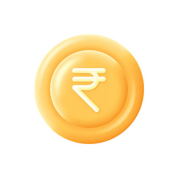 Vector 3d concept rupay icon money finance investment rupay coin full editable cartoon minimal style on white background