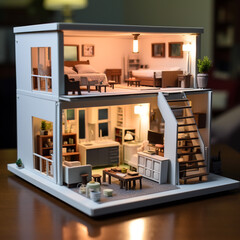 simple dollhouse 3d printed DIY easy wallpaper.Generative Ai content