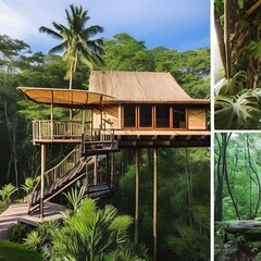 206 A luxurious jungle retreat with luxurious treehouse accommodations, guided nature walks, and close encounters with diverse wildlife5, Generative AI