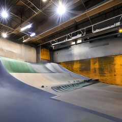 182 A contemporary urban skate park with sleek ramps, vibrant street art, and a vibrant atmosphere, attracting skateboarders and BMX riders1, Generative AI