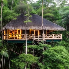 206 A luxurious jungle retreat with luxurious treehouse accommodations, guided nature walks, and close encounters with diverse wildlife4, Generative AI