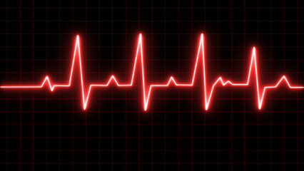 Beautiful healthy electrocardiogram or ECG. One pulse line. ECG heartbeat monitor, cardiogram heart pulse line wave. Electrocardiogram medical background. - obrazy, fototapety, plakaty