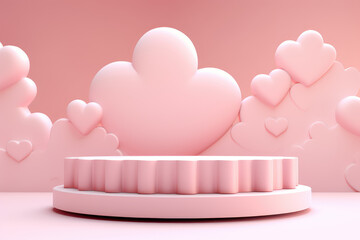 pink valentine's day booth background material,