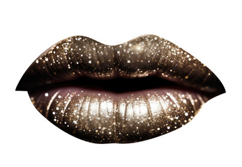Woman Lips Closeup, Golden Lipstick, Gold Makeup, Beautiful Mouth Make-Up, Model Girl Lip