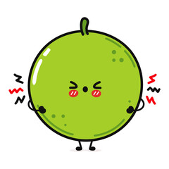 Angry soy Peas character. Vector hand drawn cartoon kawaii character illustration icon. Isolated on white background. Sad soy Peas character concept