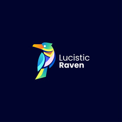 Vector Logo Illustration Raven Gradient Colorful Style