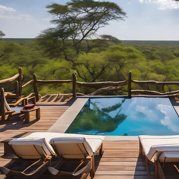 215 A luxurious safari lodge with spacious tented suites, guided wildlife safaris, and breathtaking views of the African savannah4, Generative AI