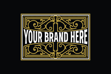 Vintage Retro Square Ornament Border Frame Royal Badge Emblem Stamp Label Logo Design Vector