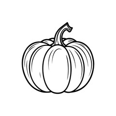 Halloween silhouette black pumpkin sketch. Vector illustration, traditional Halloween decorative element. Thanksgiving Day pumpkin silhouette, isolated on white background.