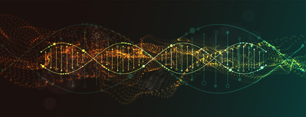 Science template, abstract background with a DNA molecules. Vector illustration.