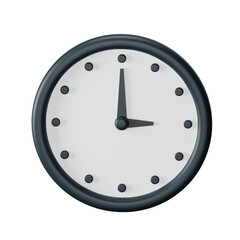 3d icon wall clock isolated on transparent background