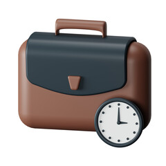 3d icon working hours isolated on transparent background